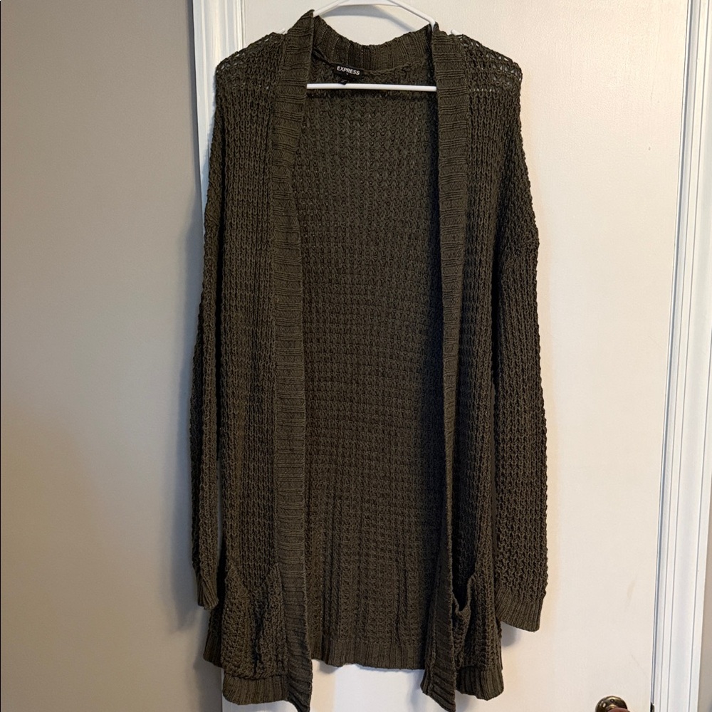 Express Olive Knit Cardigan